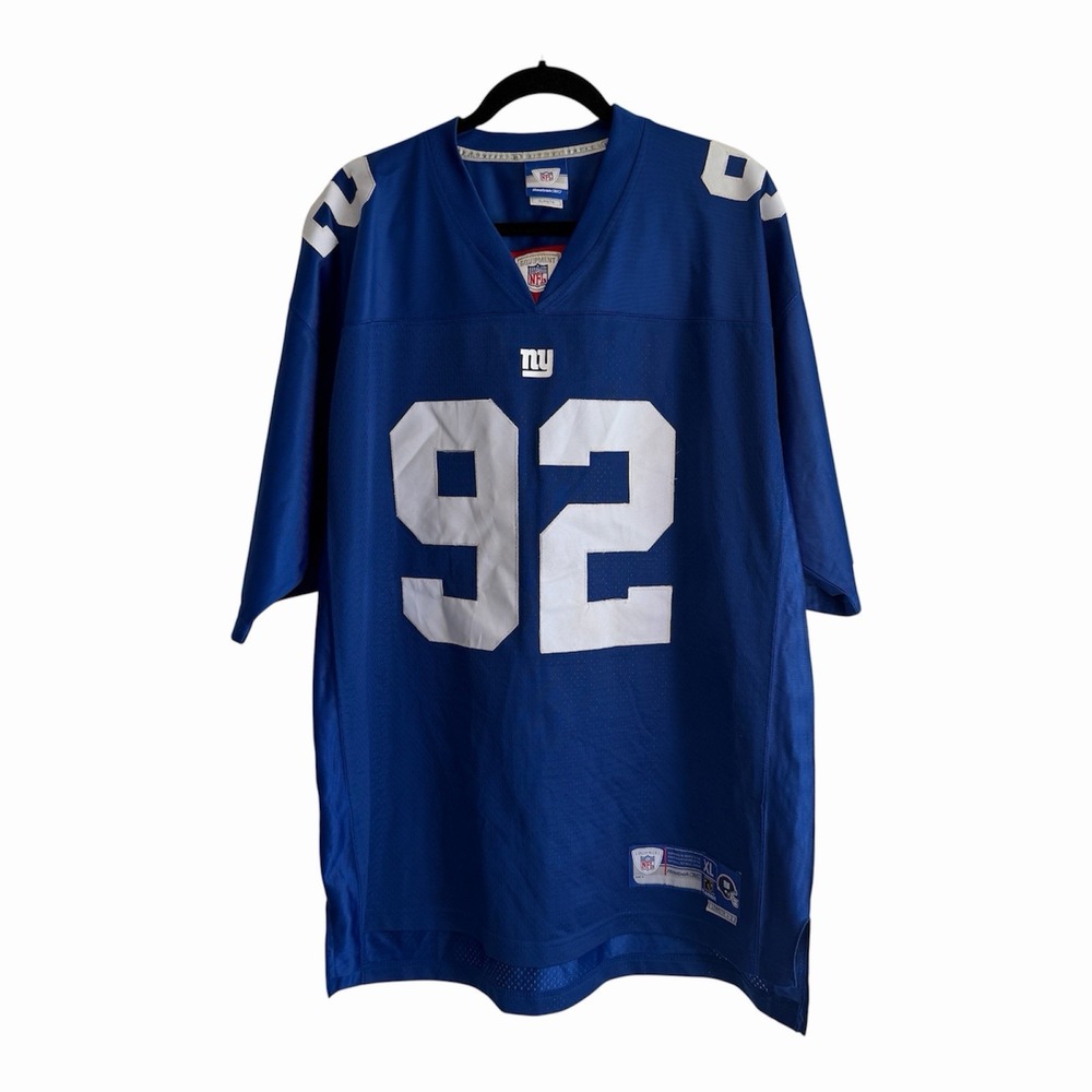 Reebok Michael Strahan New York Giants Jersey Mens XL Blue 92 NFL Mesh Football